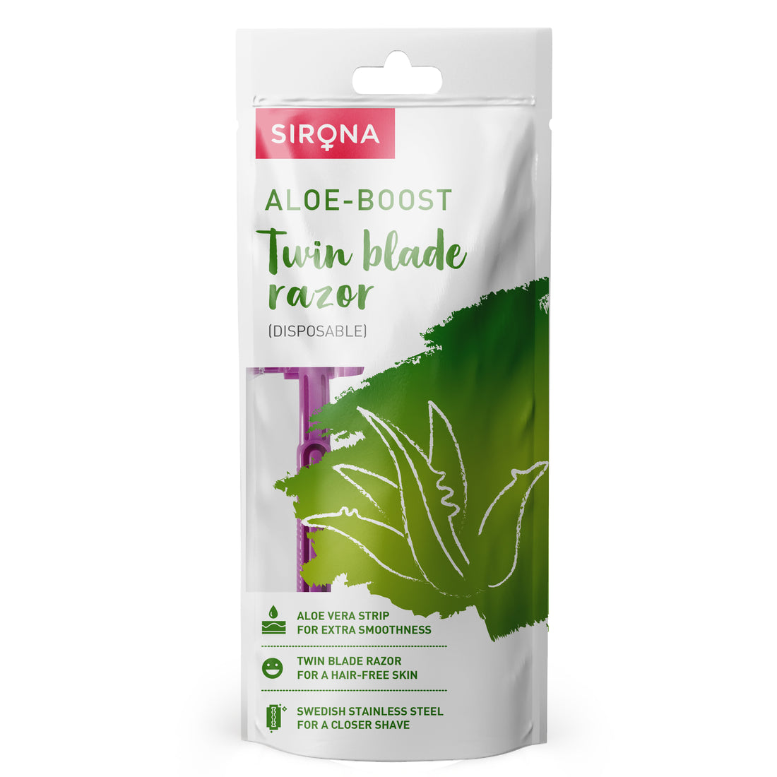 Sirona Aloe Boost Twin Blade Disposable Razor