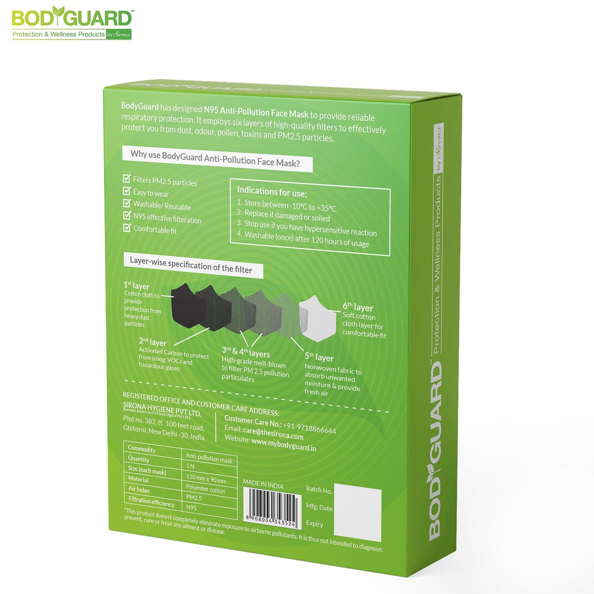 BodyGuard N95 + PM2.5 Reusable Pollution Mask - Pee Buddy