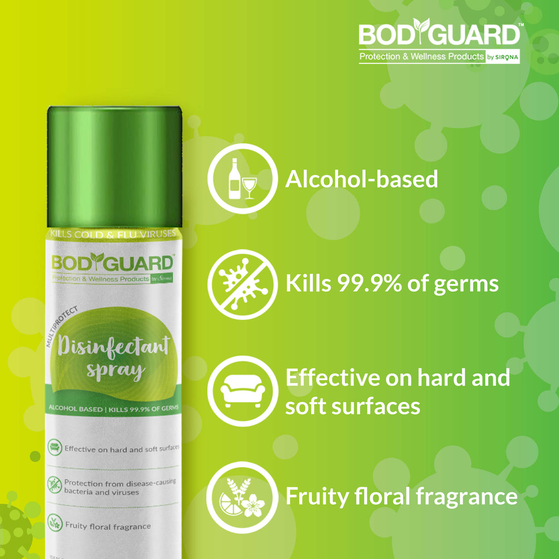 Surface Disinfectant Spray Sanitizer Trio - Protection from Disease Causing Germs, Hard and Soft Surfaces, Floral Fragrance - 300 ml Each