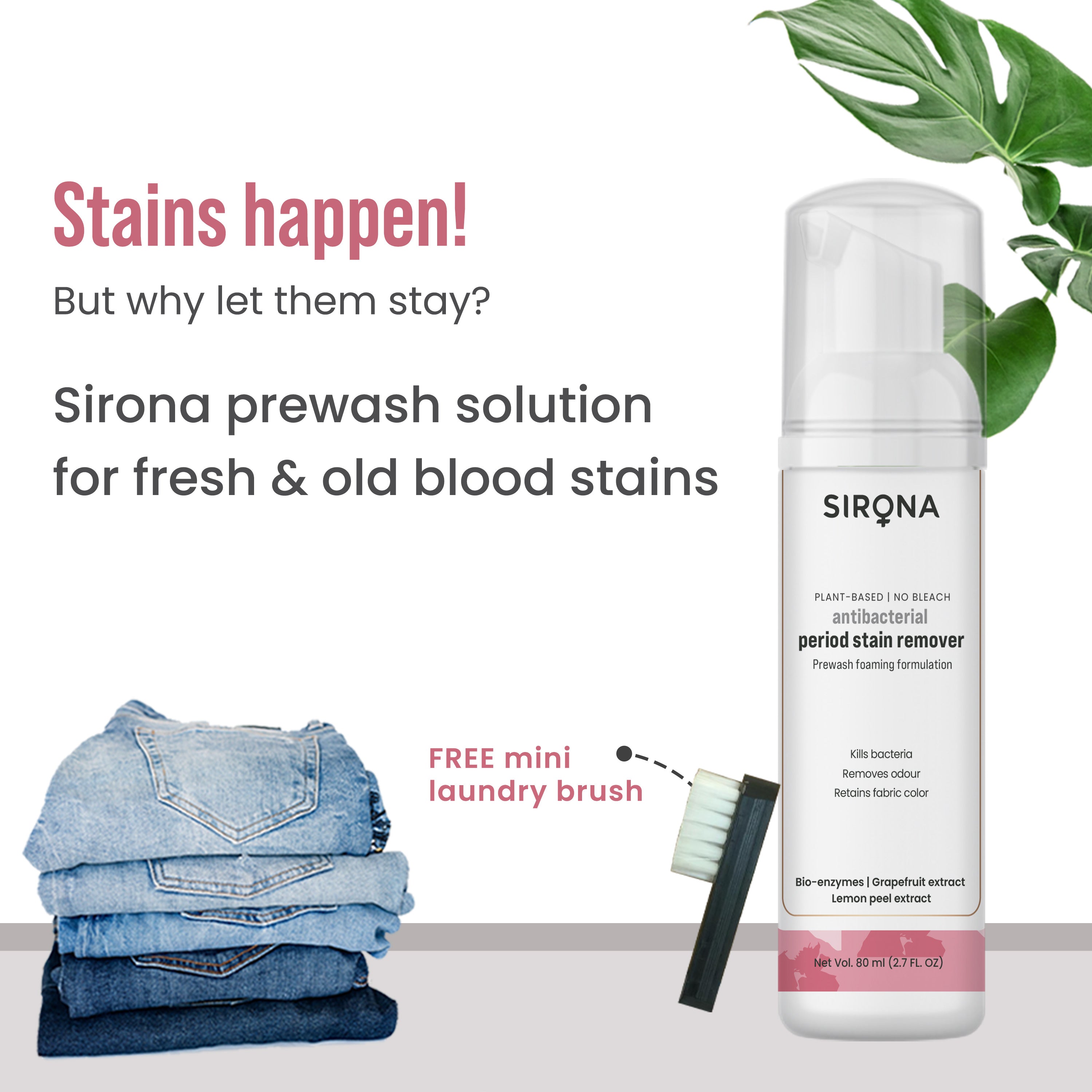 Sirona Antibacterial Period Stain Remover – 80g