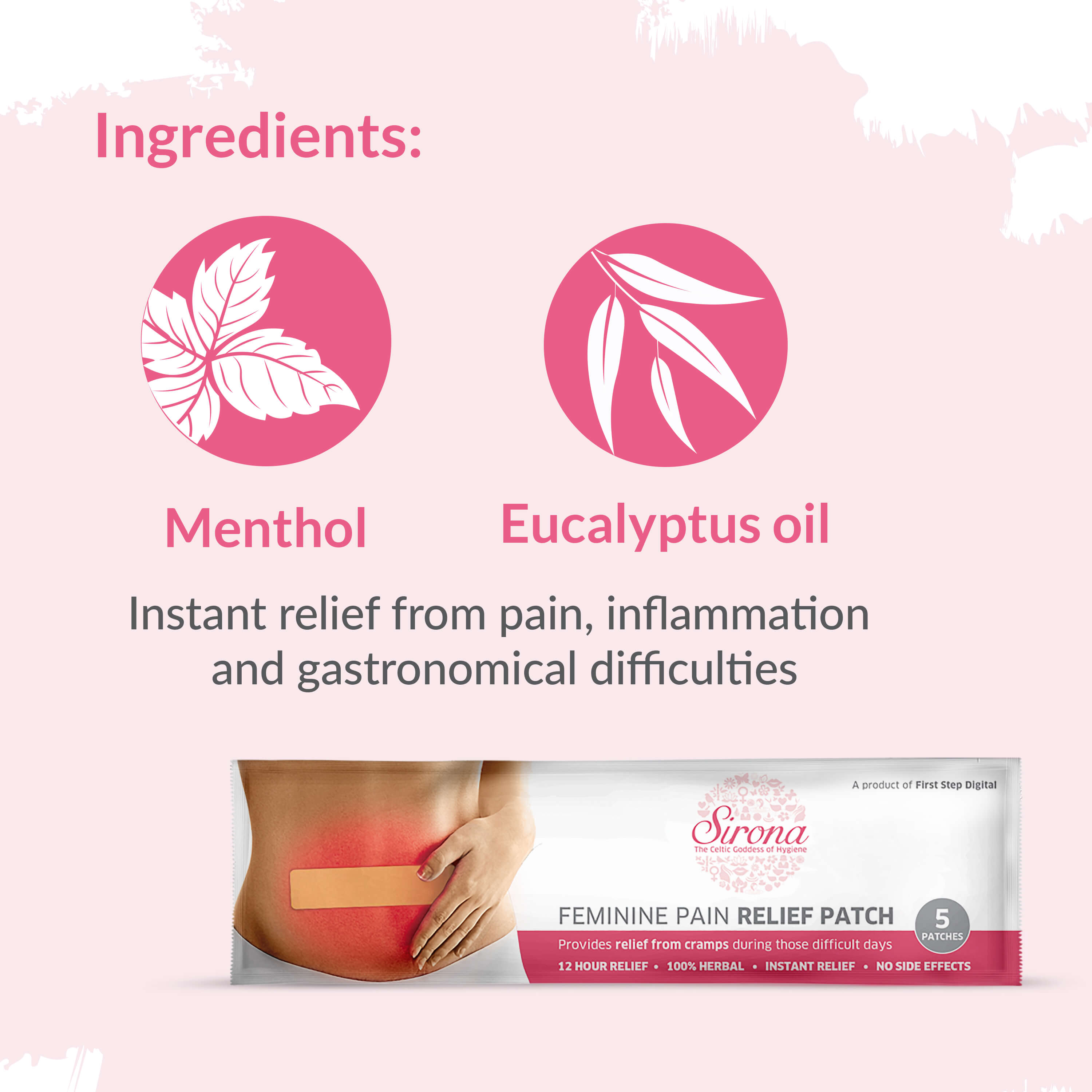 Period Comfort Kit - Pain Patch , Intimate Wash (200ml), Rash Cream