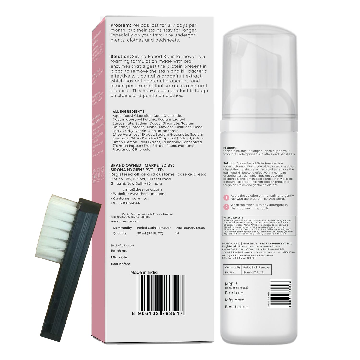 Sirona Antibacterial Period Stain Remover – 80g