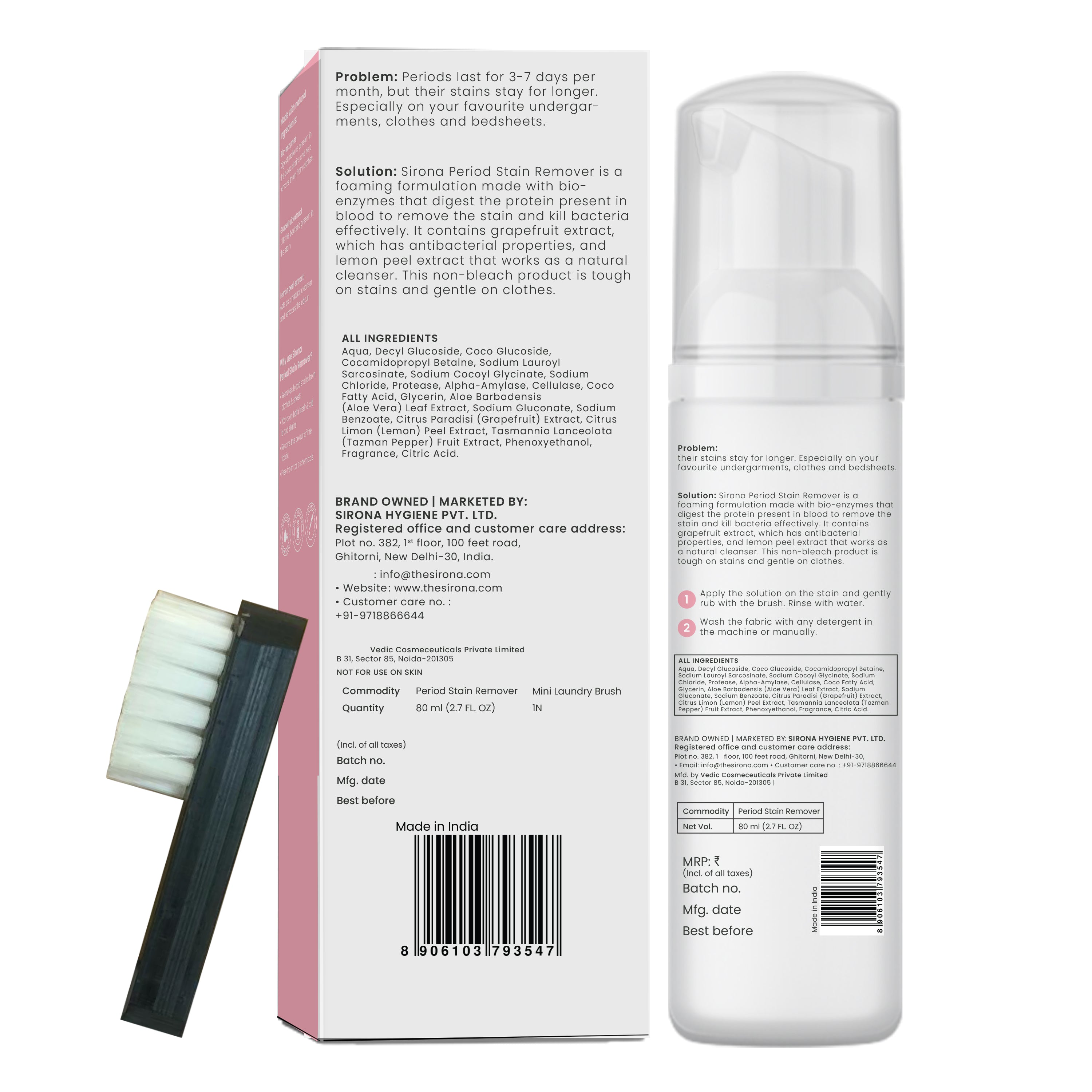 Sirona Antibacterial Period Stain Remover – 80g