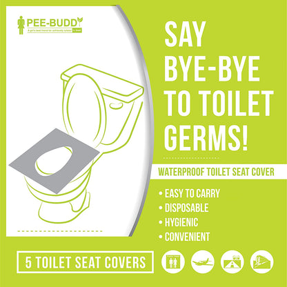 PeeBuddy Waterproof Toilet Seat Covers - 5 Sheets - Pee Buddy
