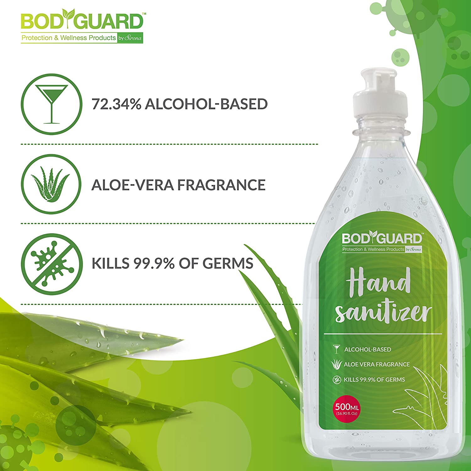 BodyGuard Alcohol Based Hand Sanitizer 500 ml - Pee Buddy