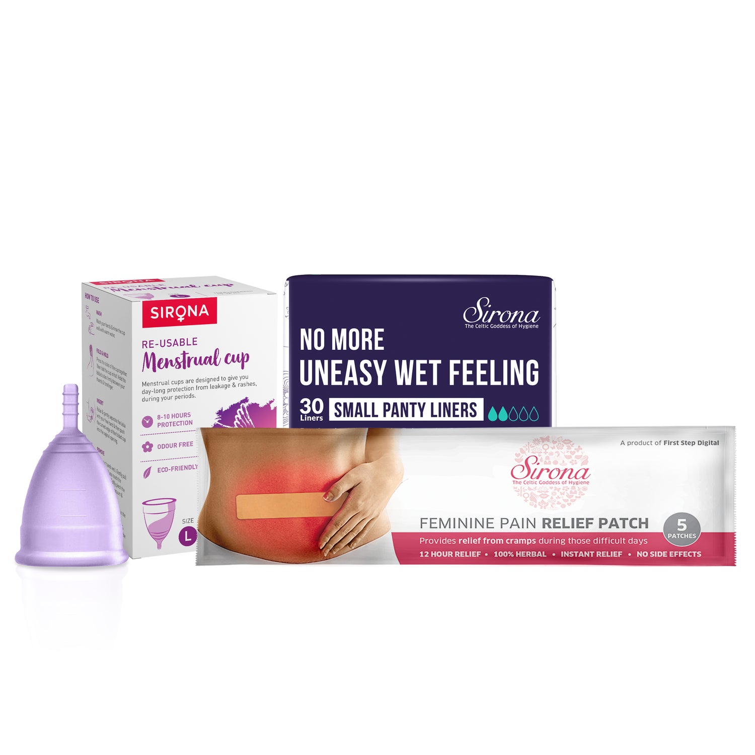 Menstrual Cup with Pain Patch &amp; Small Panty Liners