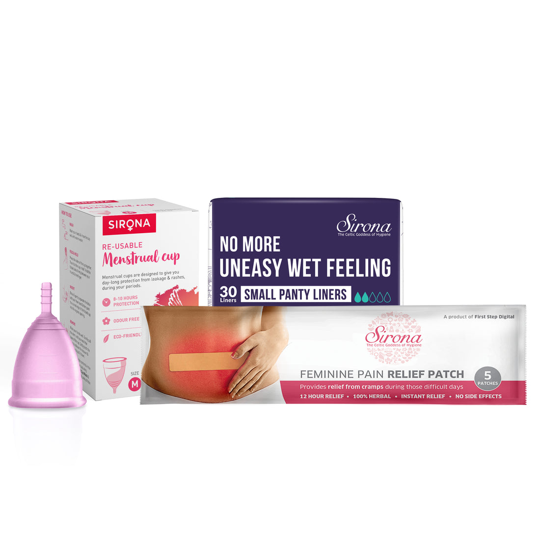 Menstrual Cup with Pain Patch &amp; Small Panty Liners