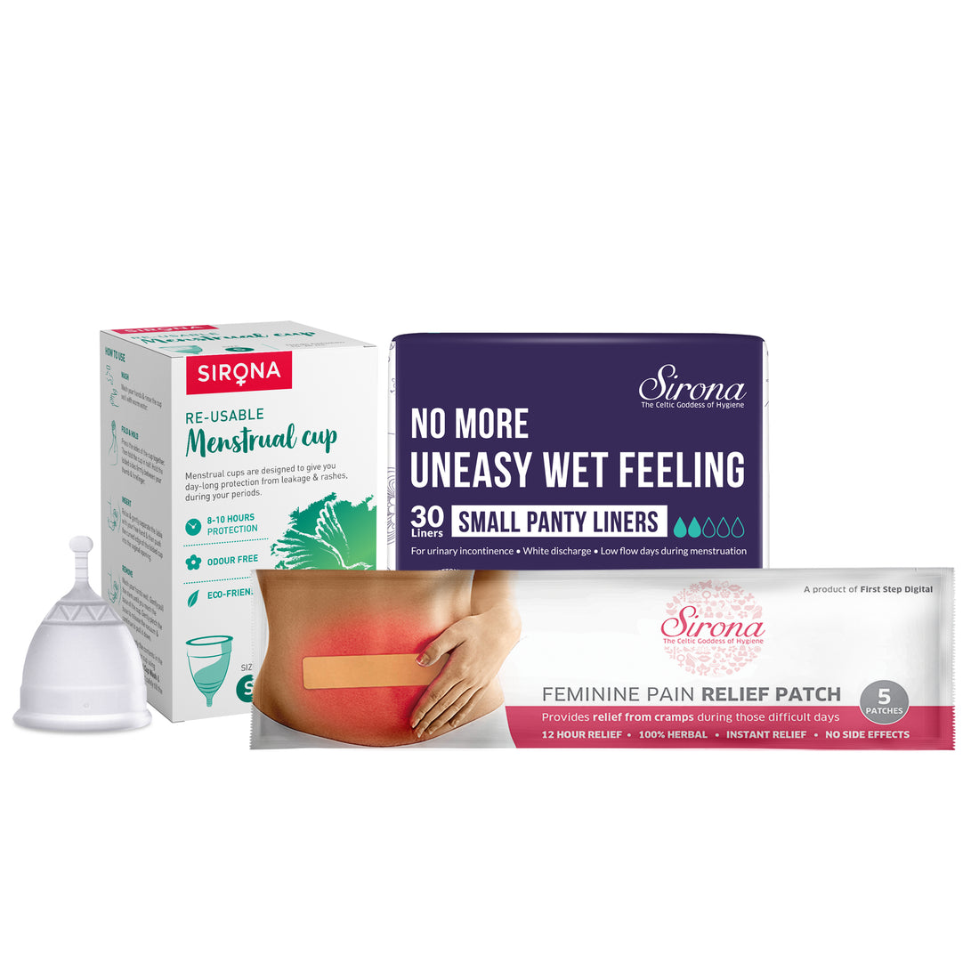 Menstrual Cup with Pain Patch &amp; Small Panty Liners