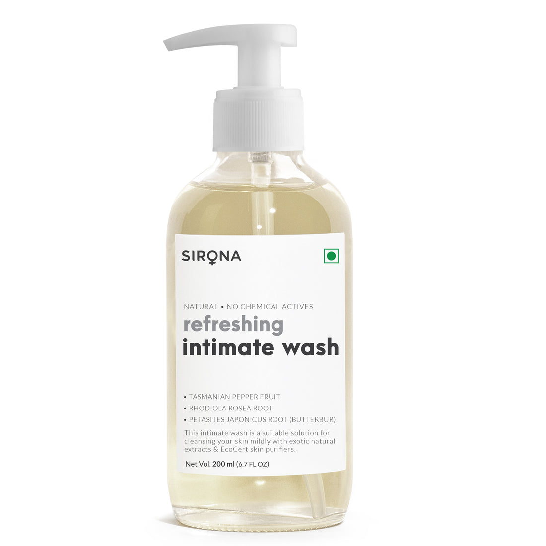 Sirona Natural Intimate Wash - with 5 Magical Herbs, Olive Oil, Tea Tree Oil &amp; Jojoba Oil, Prevents Bad Odour, Itching &amp; Irritation