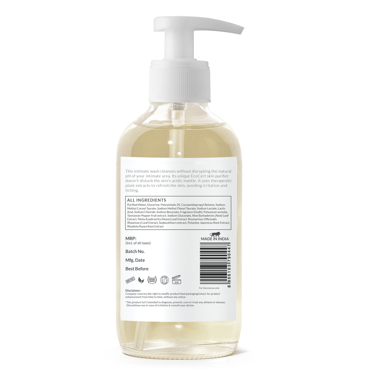 Sirona Natural Intimate Wash - with 5 Magical Herbs, Olive Oil, Tea Tree Oil &amp; Jojoba Oil, Prevents Bad Odour, Itching &amp; Irritation