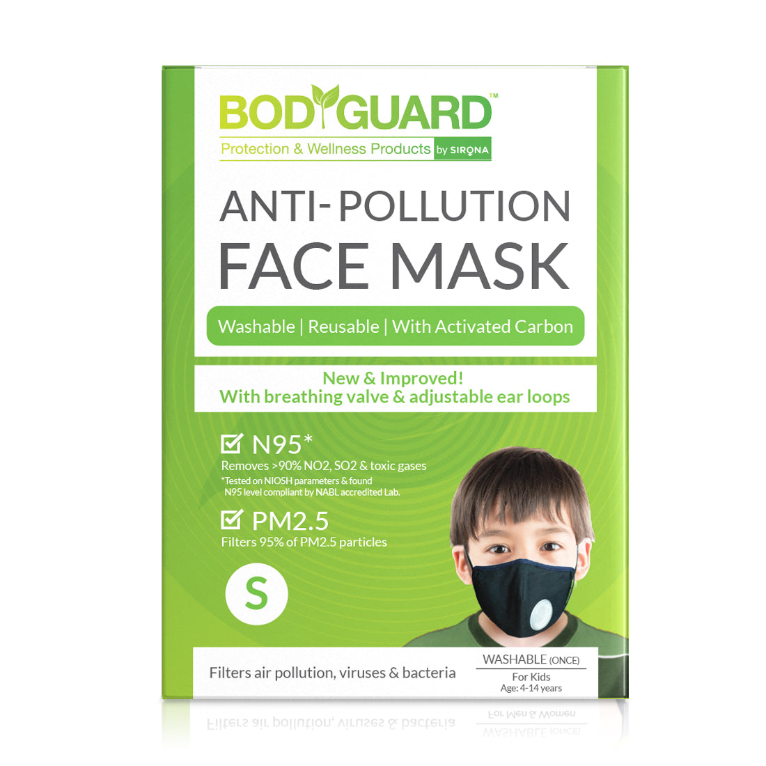 BodyGuard N95 + PM2.5 Anti Pollution Face Mask with Valve and Activated Carbon