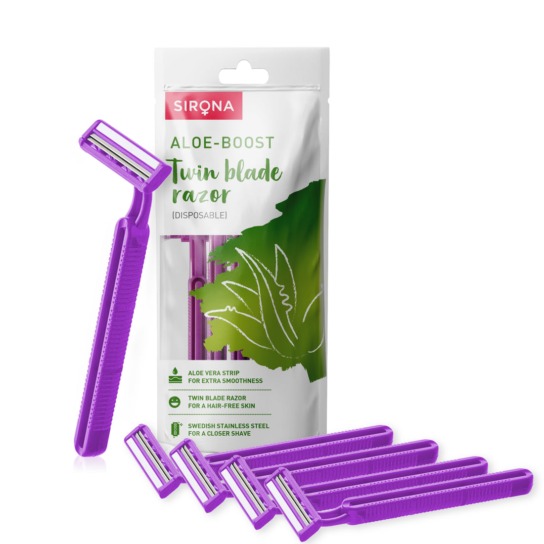 Sirona Aloe Boost Twin Blade Disposable Razor