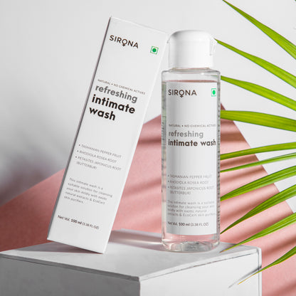 Sirona Natural Intimate Wash - with 5 Magical Herbs, Olive Oil, Tea Tree Oil &amp; Jojoba Oil, Prevents Bad Odour, Itching &amp; Irritation