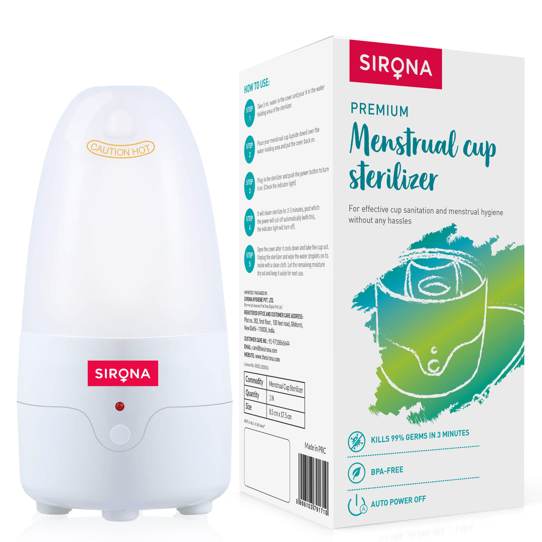 Sirona Menstrual Cup Sterilizer - 1 Unit