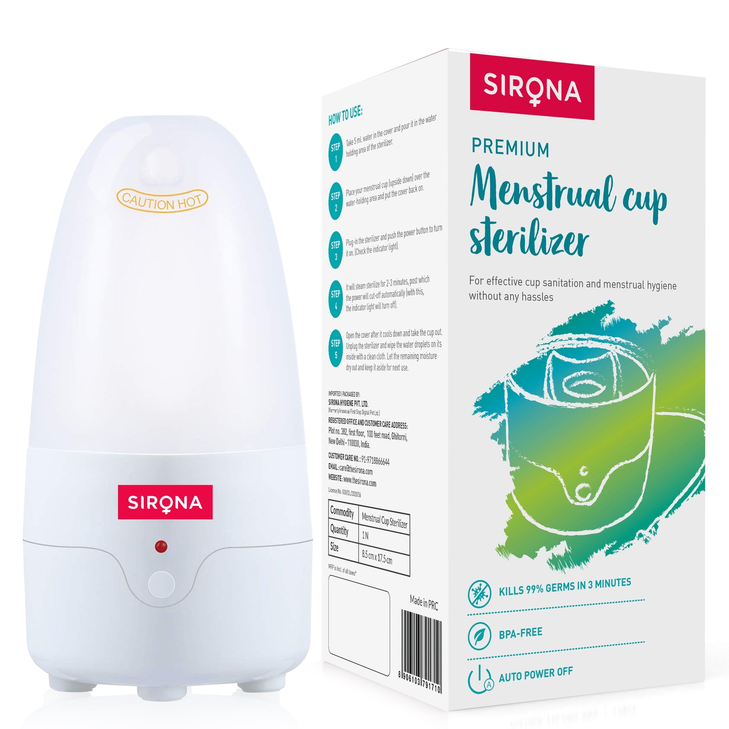 Sirona Menstrual Cup Sterilizer - 1 Unit