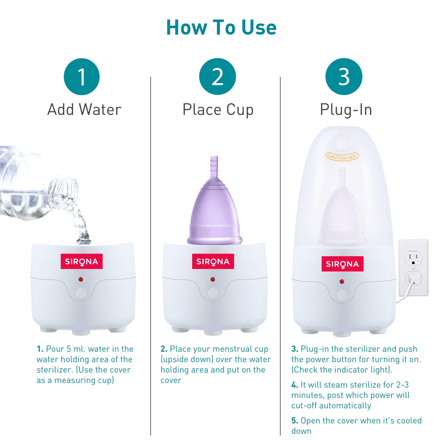 Sirona Menstrual Cup Sterilizer - 1 Unit