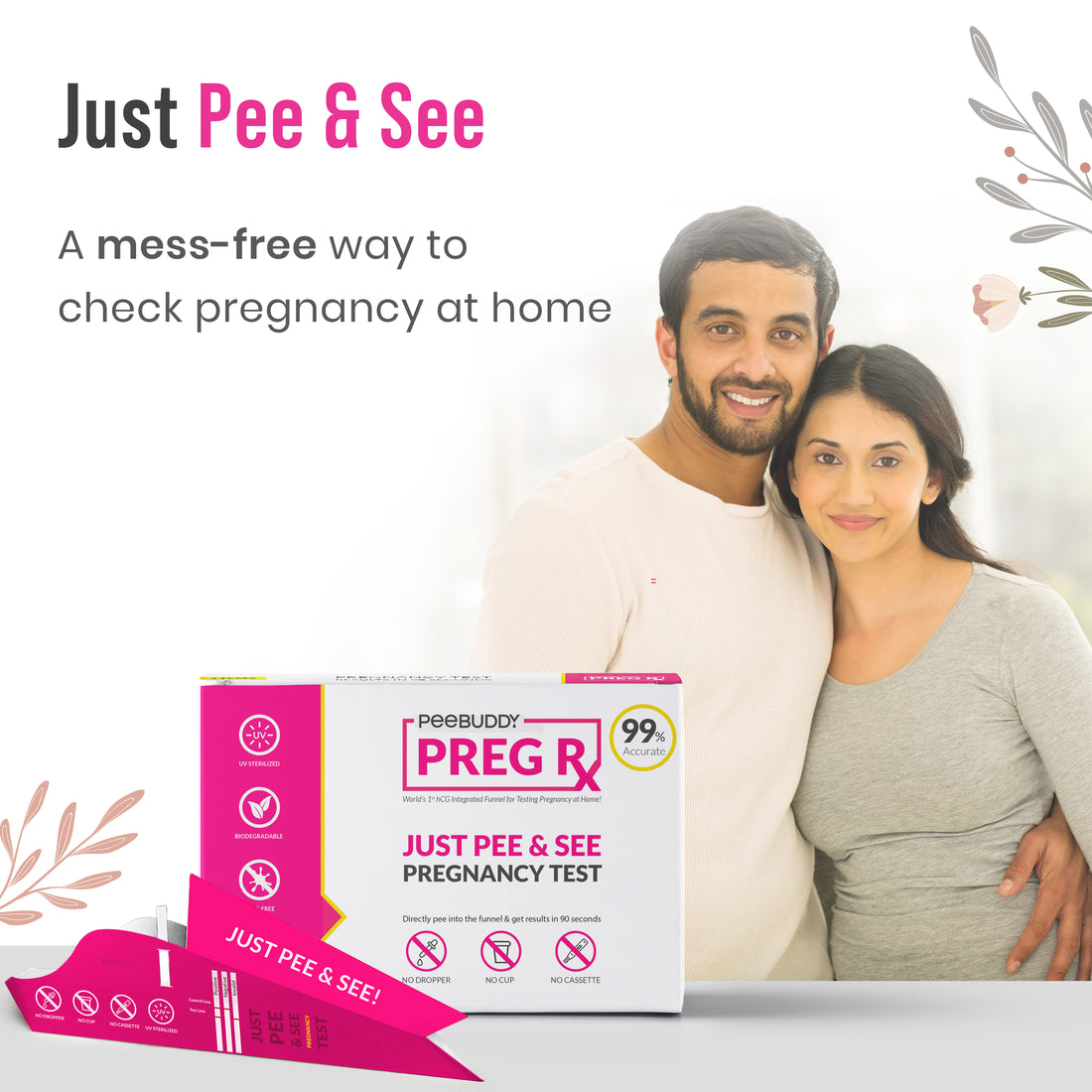 PeeBuddy PregRx Test Strips in Funnel -  3 Funnels