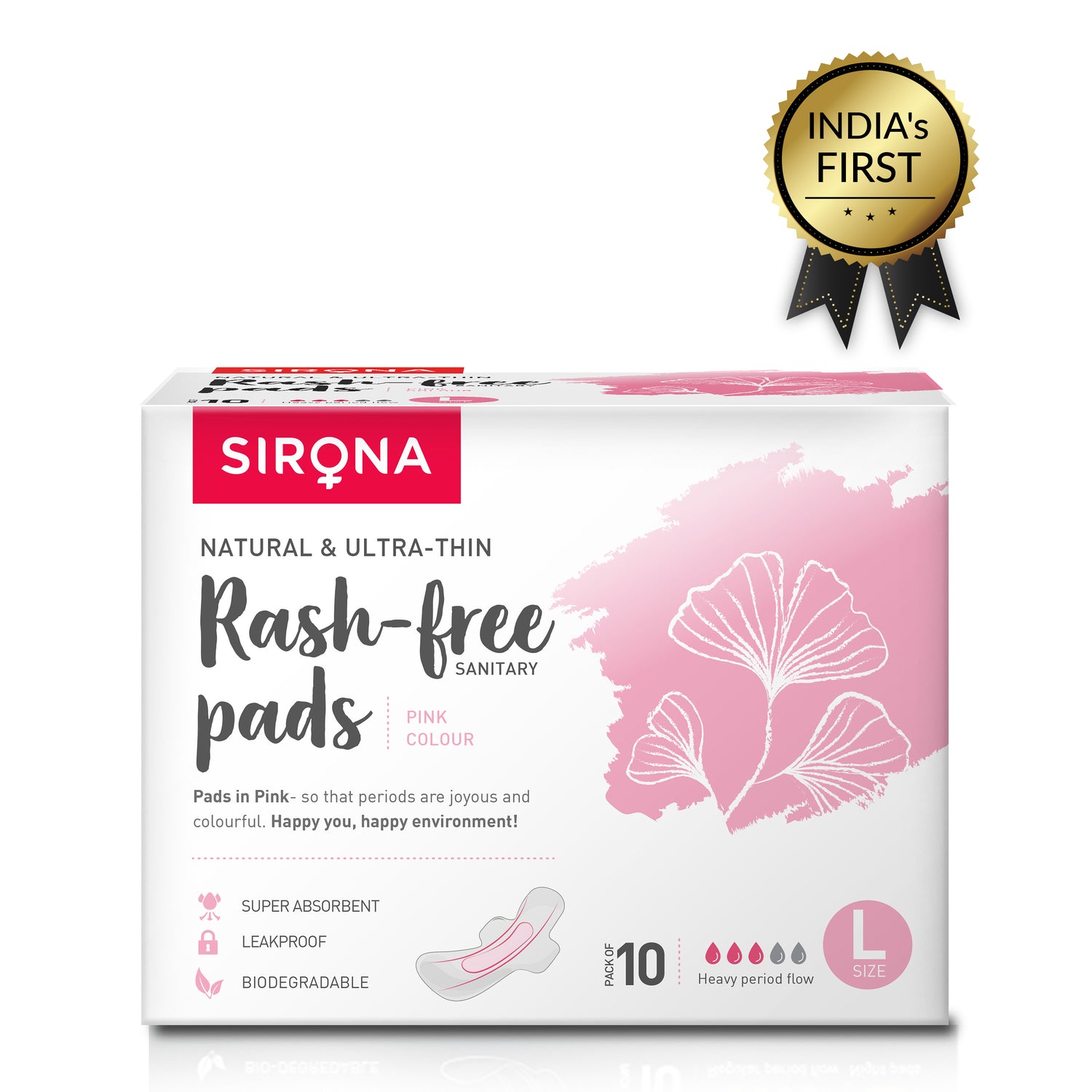 100% Rash Free XL Sanitary Pads For Heavy Flow (1 Pack of 30 Pads)