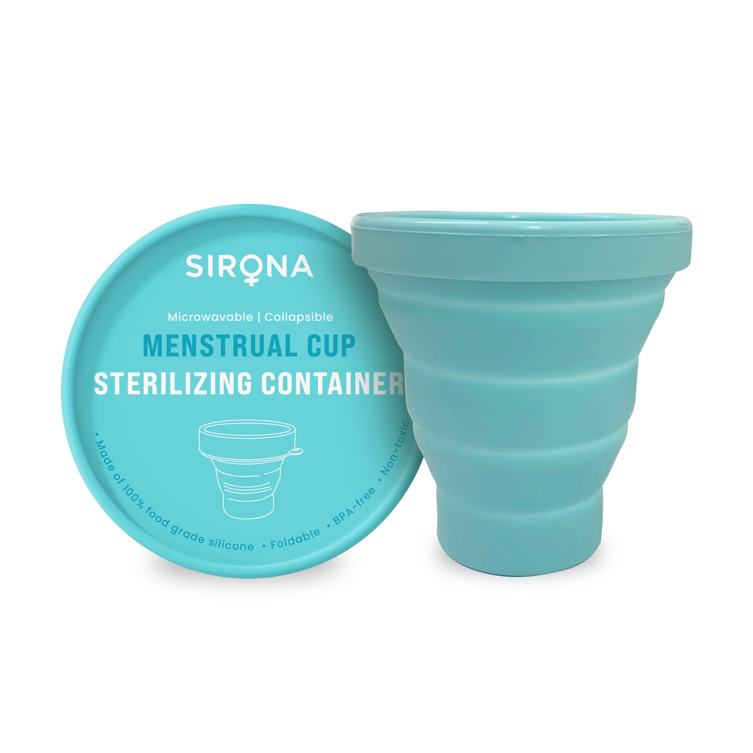 Sirona Collapsible Silicone Cup Foldable Sterilizing Container for Menstrual Cups | Microwave Friendly