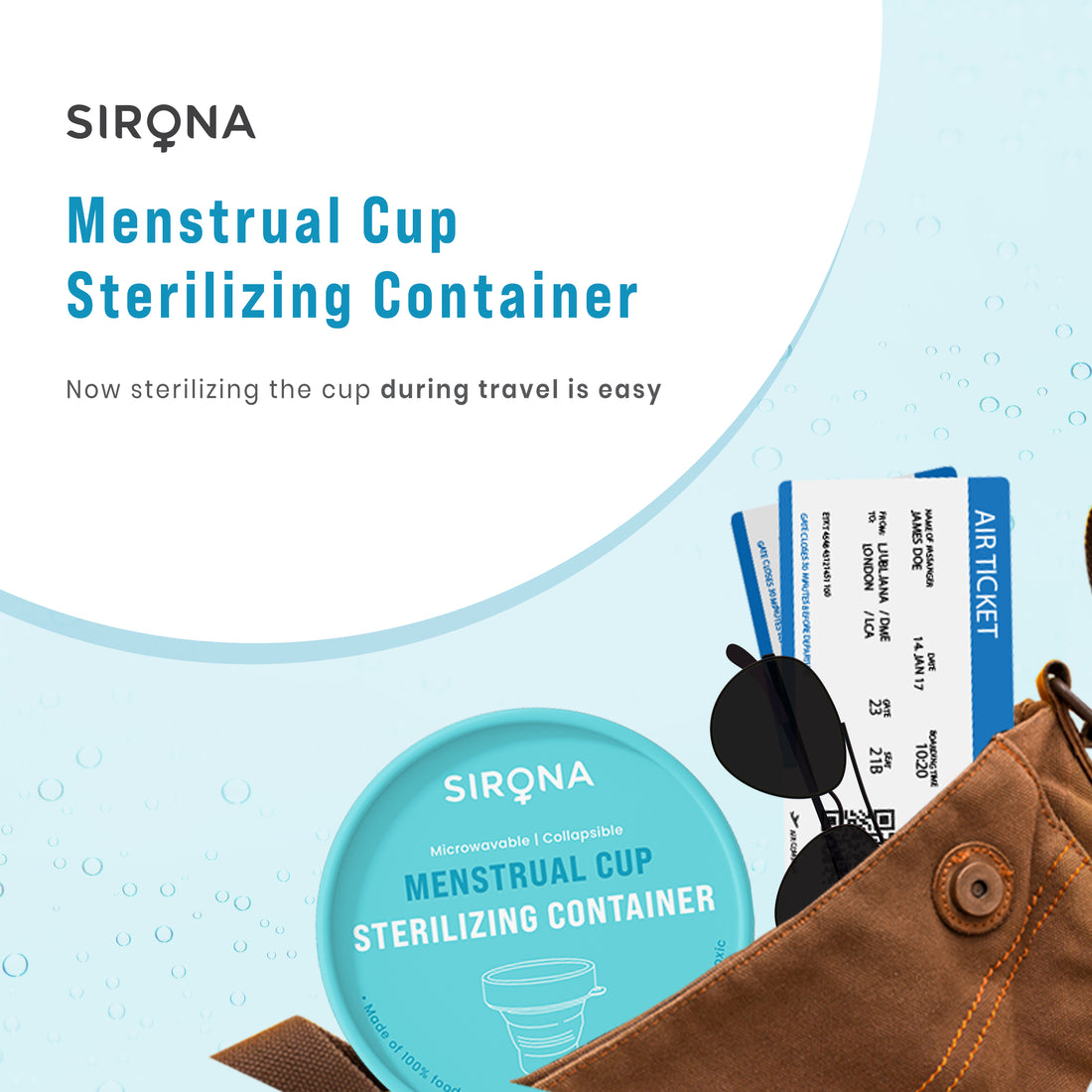 Sirona Collapsible Silicone Cup Foldable Sterilizing Container for Menstrual Cups | Microwave Friendly