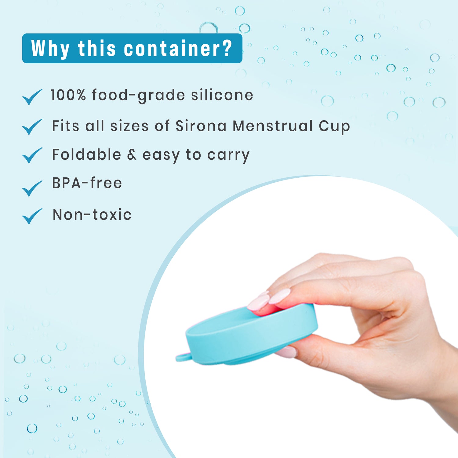 Sirona Collapsible Silicone Cup Foldable Sterilizing Container for Menstrual Cups | Microwave Friendly