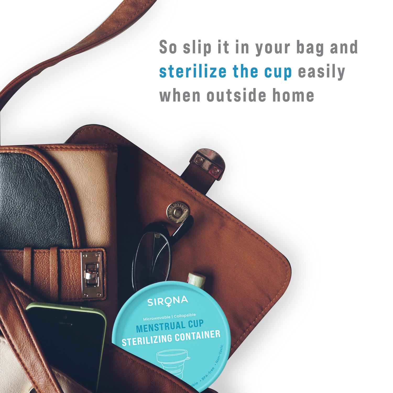 Sirona Collapsible Silicone Cup Foldable Sterilizing Container for Menstrual Cups | Microwave Friendly