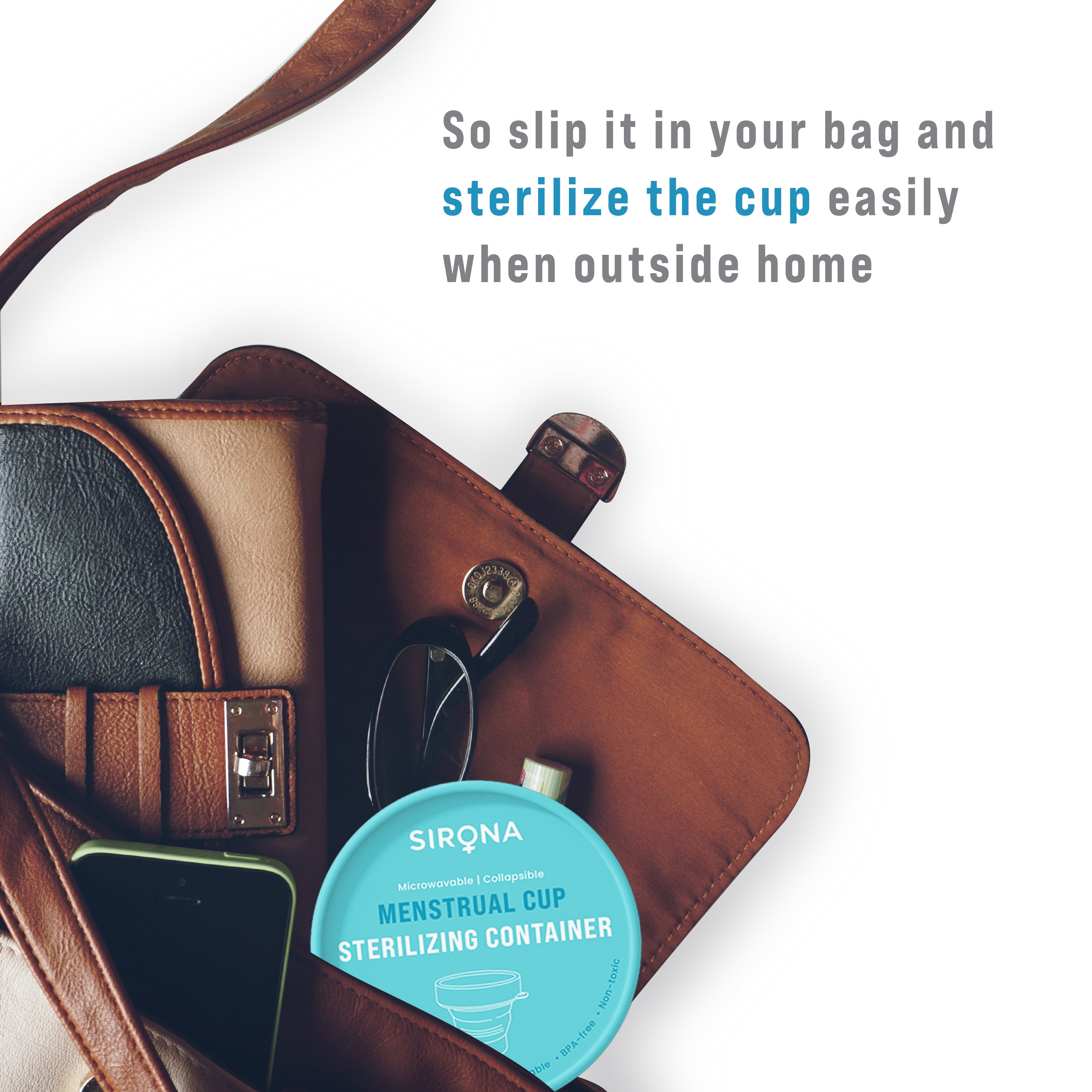 Sirona Collapsible Silicone Cup Foldable Sterilizing Container for Menstrual Cups | Microwave Friendly