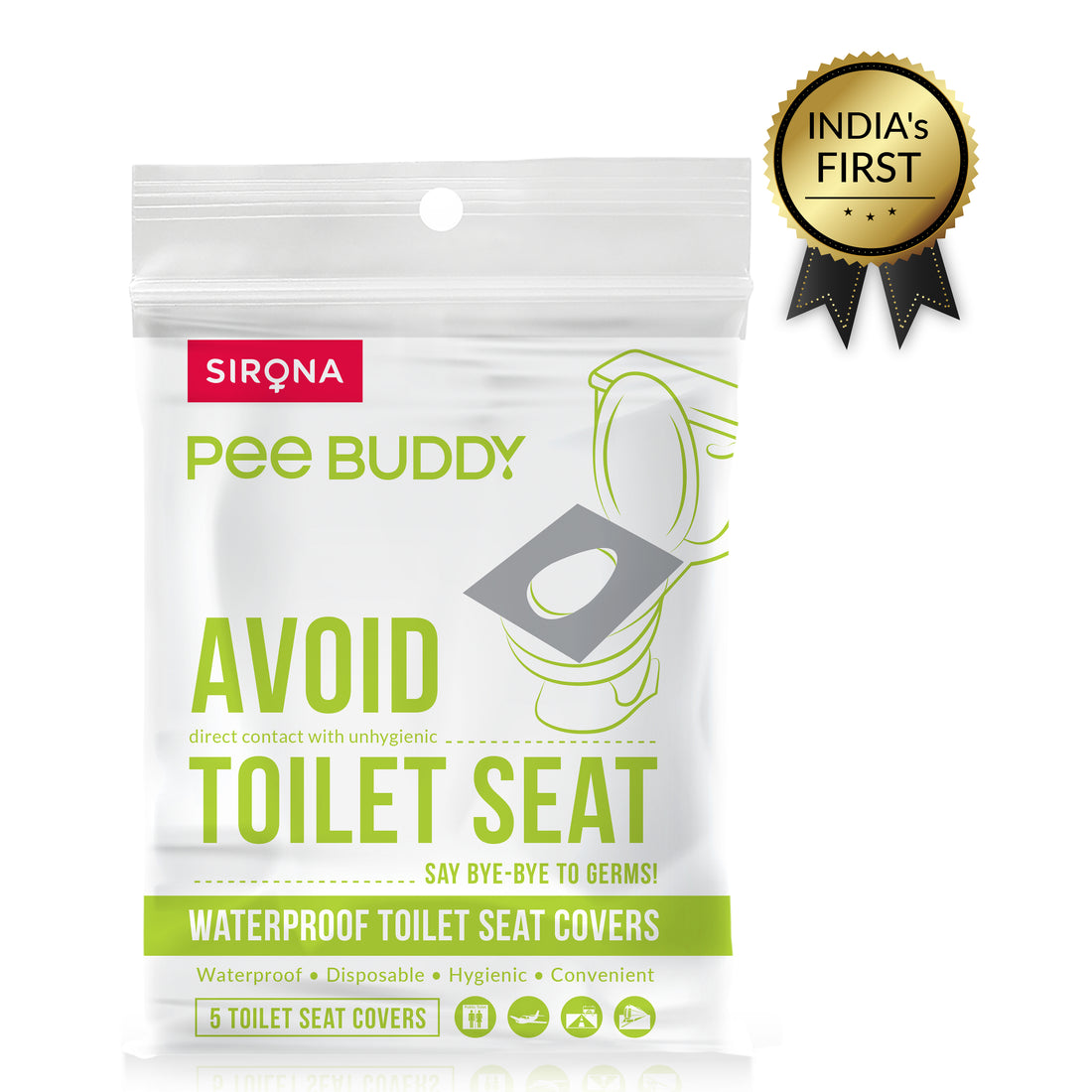 PeeBuddy Waterproof Toilet Seat Covers - 5 Sheets