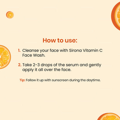 Sirona Vitamin C Face Serum – 30 ml | Niacinamide, Gotu Kala &amp; Tasmanian Pepper Fruit
