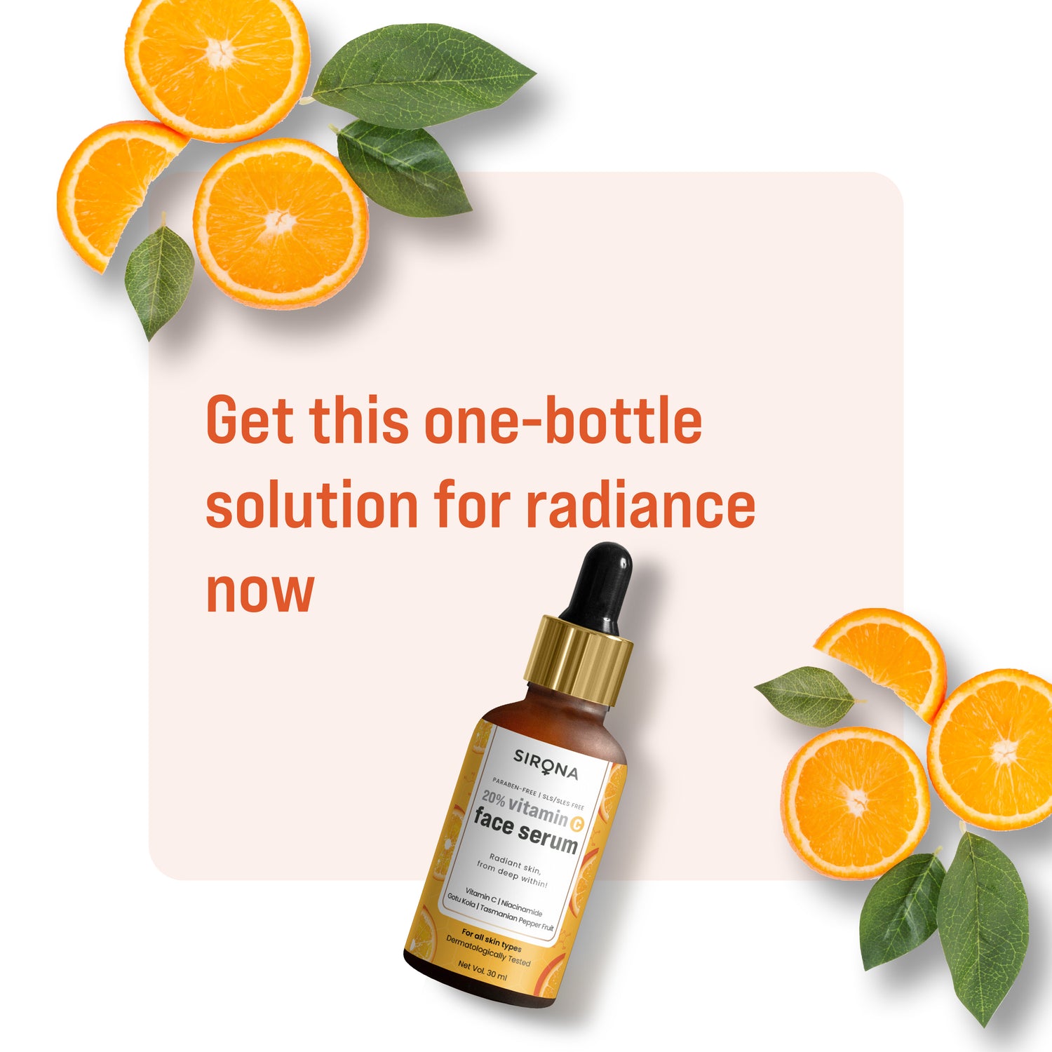 Sirona Vitamin C Face Serum – 30 ml | Niacinamide, Gotu Kala &amp; Tasmanian Pepper Fruit