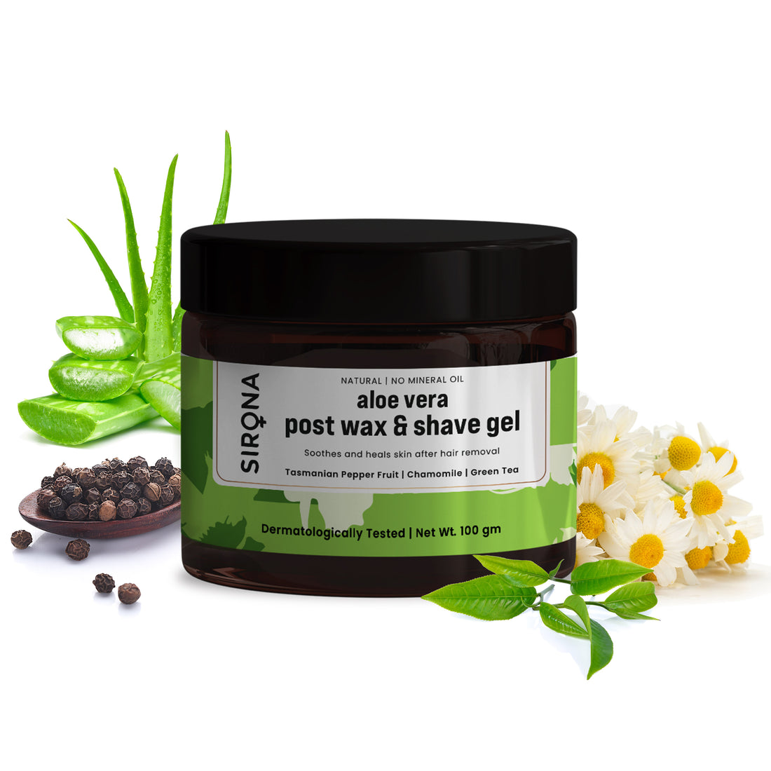 Sirona Post Wax and Shave Gel - With Aloe Vera, Green Tea, Tasmanian Pepper Fruit